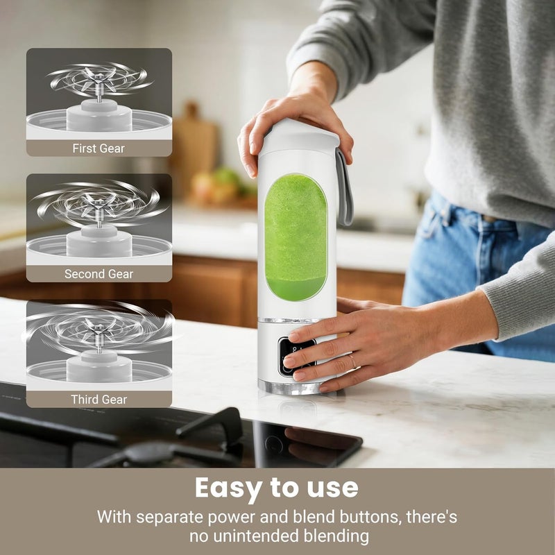 pakay Portable Blender Personal Electric USB，500ML Portable juicer Shakes and Smoothies Blender，Small Blenders，Mixing，Compact、Convenient and Versatile (White) - Image 5